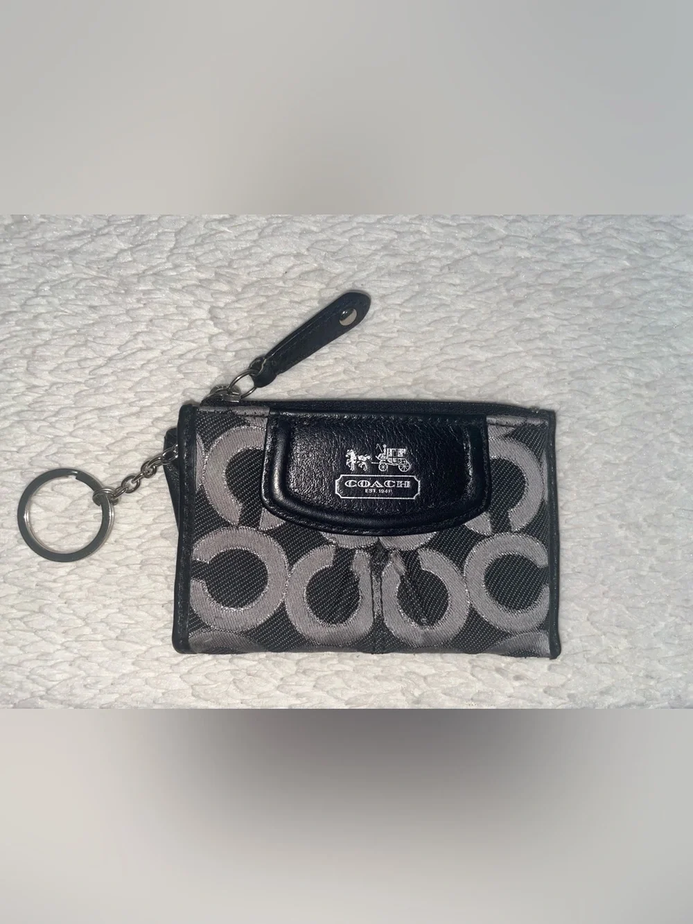 Coach Op-Art Logo Mini Skinny Zip Wallet Black/Gray